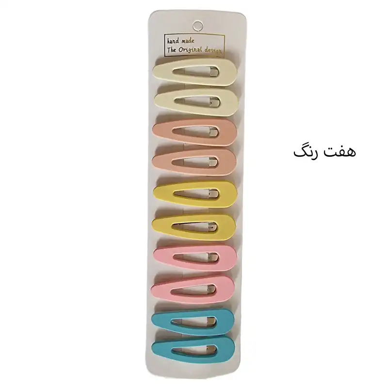 گیره مو زنانه مدل تق تقی روکش شمعی کد 05 بسته 10 عددی