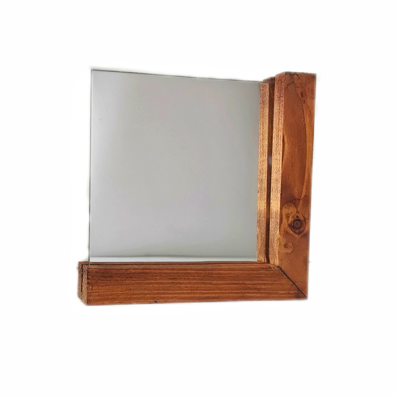 آینه رومیزی پایه چوبی مربع