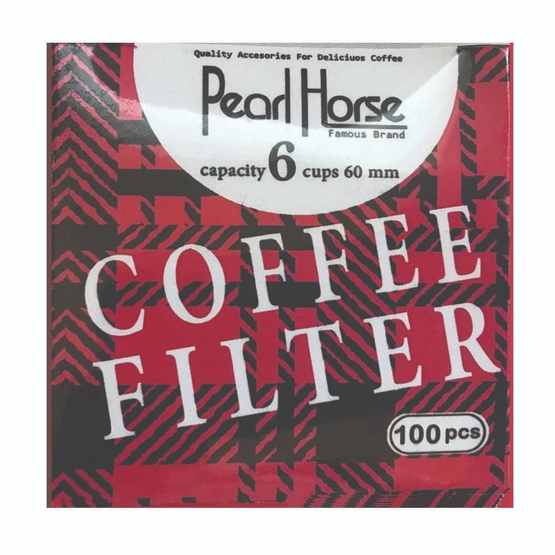 فیلتر قهوه مدل پرل هورس دایره ای 6 cup بسته 100 عددی