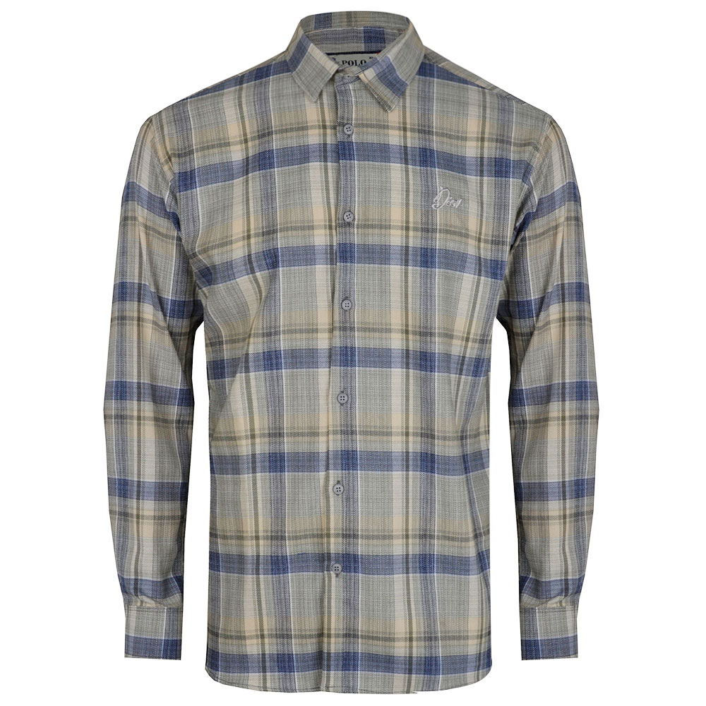 پیراهن آستین بلند مردانه مدل 329002512 چهارخانه کنفی