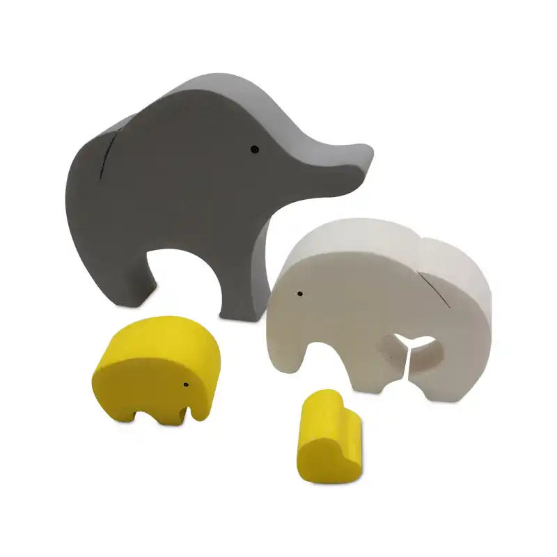 اسباب بازی چوبی طرح پازل فیل قلبی مدل MKT11D مجموعه 4 عددی