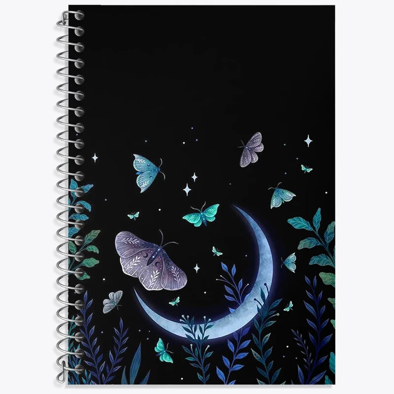 دفتر زبان 50 برگ خندالو مدل دو خط طرح ماه و پروانه کد N2420