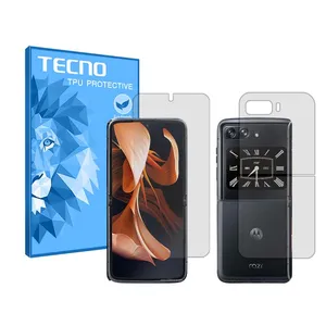 Tecno HyGEL model transparent screen protector suitable for Motorola Razr 2022 mobile phone along with the back protector