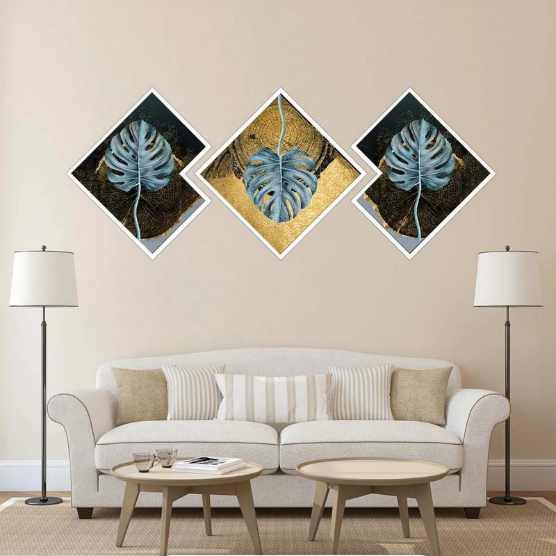 تابلو بکلیت طرح مدرن برگ انجیری مدل شاین اکلیلی W-1946 مجموعه 3 عددی