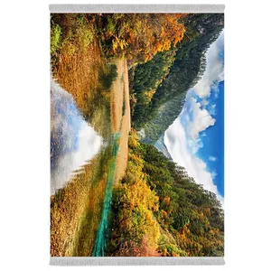 فرش پارچه‌ای دفه مدل فرشینه شانل مخمل طرح فانتزی کد 7052