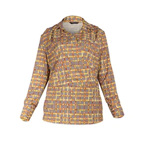 بلوز آستین بلند زنانه طرح چهار خانه