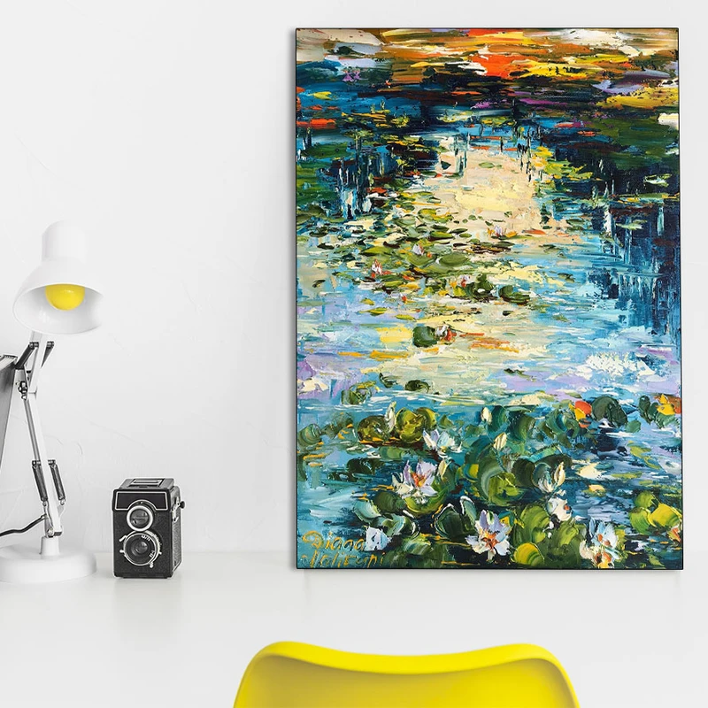 تابلو شاسی گالری استاربوی طرح مرداب و نیلوفر مدل Art 34