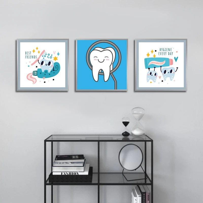 تابلو بکلیت طرح دندان و دندانپزشکی مدل شاین اکلیلی SI-1829 مجموعه 3 عددی
