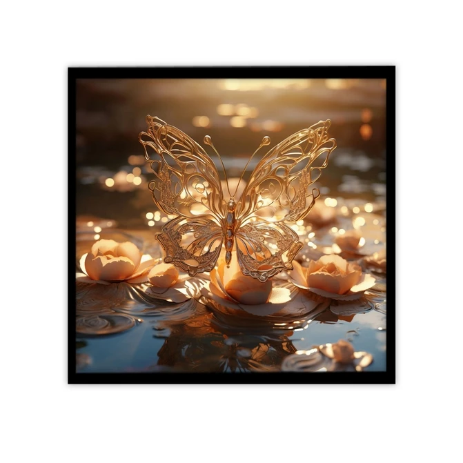 تابلو نوری بکلیت طرح مدرن پروانه طلایی مدل B-MID-18772