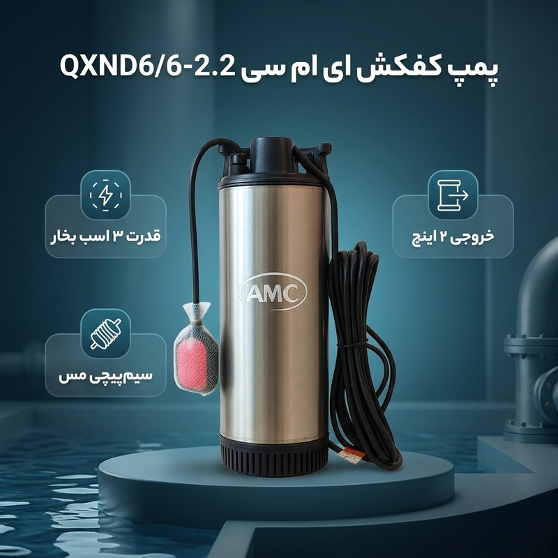 پمپ کفکش 3 اسب بخار ای ام سی مدل QXND6/6-2.2