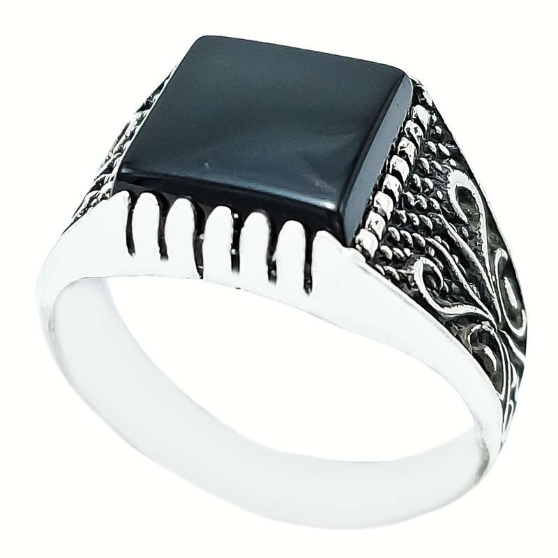 انگشتر نقره مردانه مدل عقیق کد VA3562