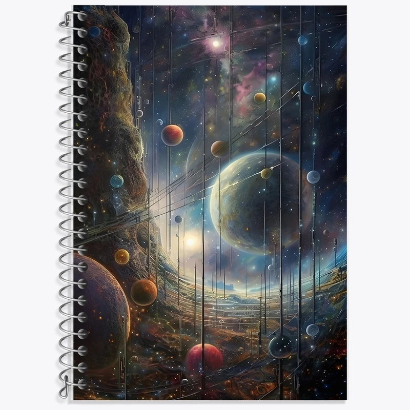 دفتر زبان 50 برگ خندالو مدل سه خط طرح کهکشان کد F1373