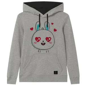  هودی دخترانه 27 طرح Rabbit کد V08 رنگ طوسی روشن