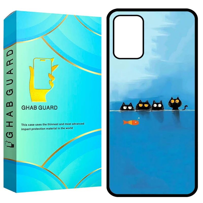 کاور قاب گارد طرح گربه و ماهی مدل GCHPA324 مناسب برای گوشی موبایل سامسونگ Galaxy A32 4G 