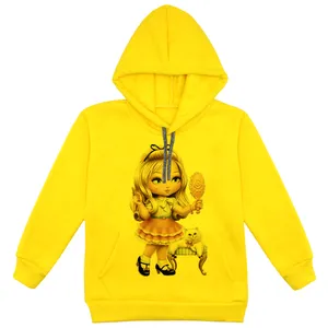 هودی دخترانه مدل دخترک و آئینه F116 رنگ زرد