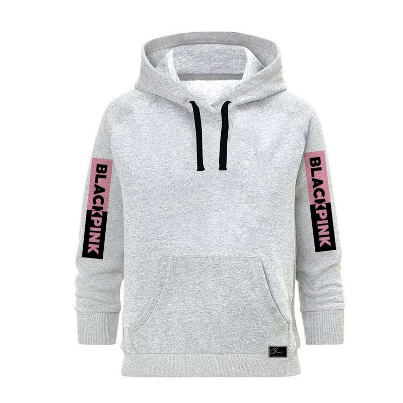 هودی زنانه مدل BLACK PINK کد B111 رنگ طوسی