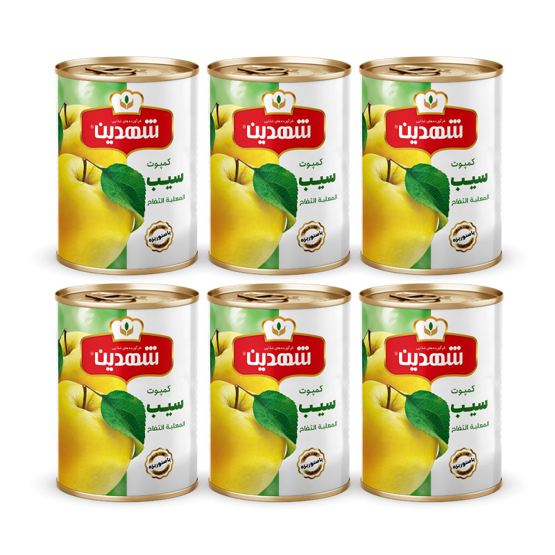 کمپوت سیب شهدین - 370 گرم بسته 6 عددی