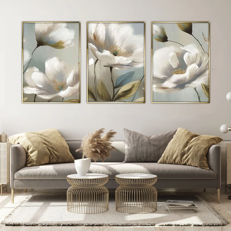 تابلو آتریسا طرح گل مدرن مدل AT00674 مجموعه 3 عددی