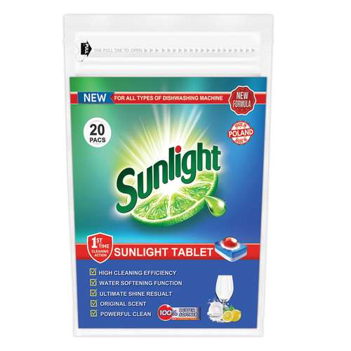 قرص ماشین ظرفشویی سان لایت مدل TABLET لیمو بسته 20 عددی