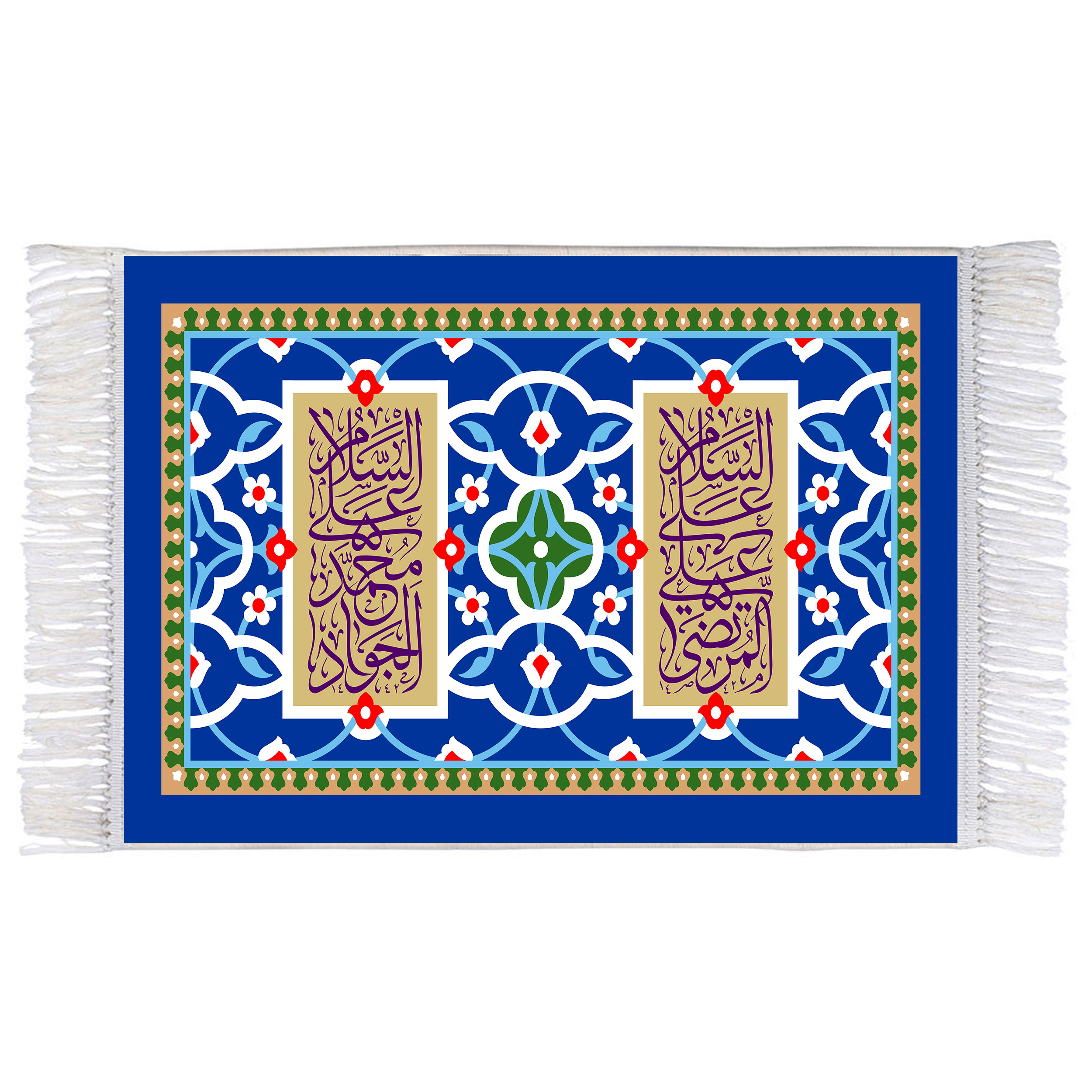 فرش ماشینی دیوارکوب اطلس آبی مدل علی مرتضی کد T3886