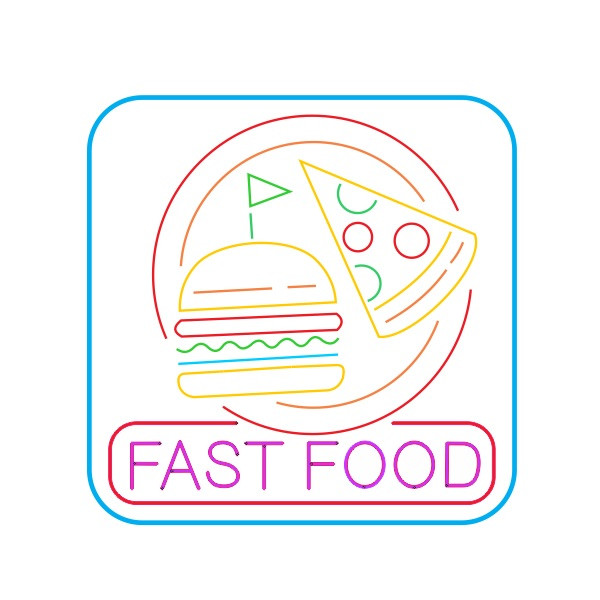 چراغ دیواری مدل نئون پلکسی طرح فست فود