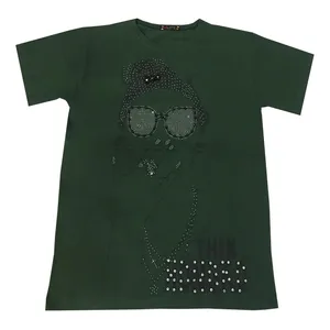 تی شرت آستین کوتاه زنانه مدل عینکی رنگ سبز