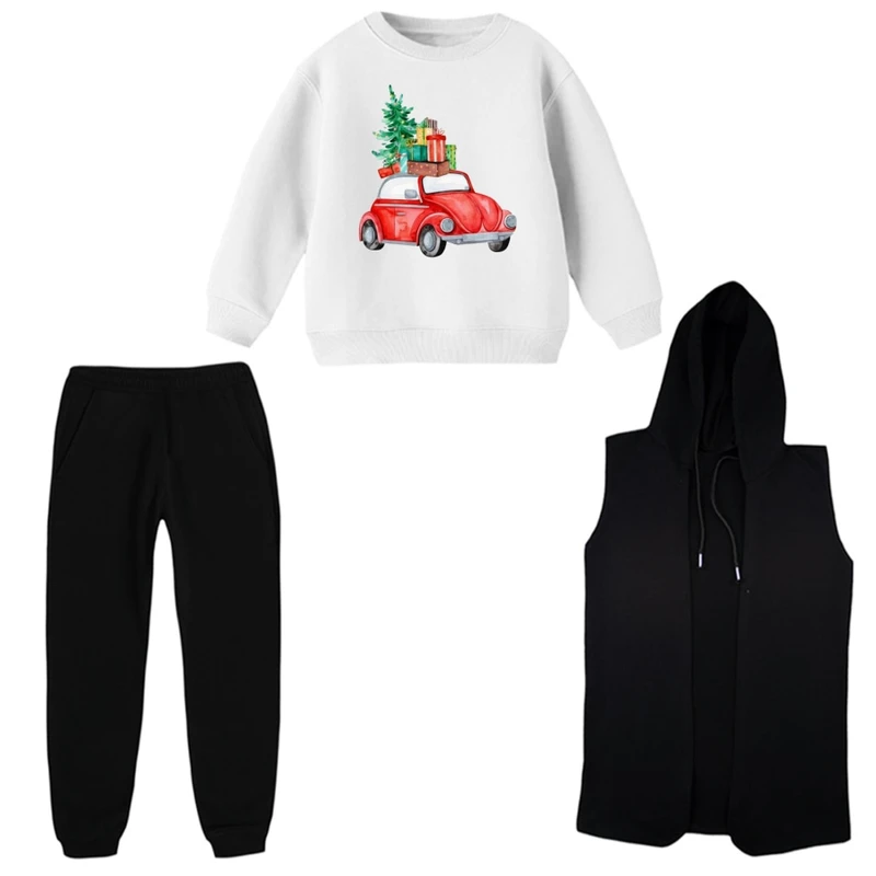 ست 3 تکه لباس راحتی بچگانه مدل ماشین کریسمس  