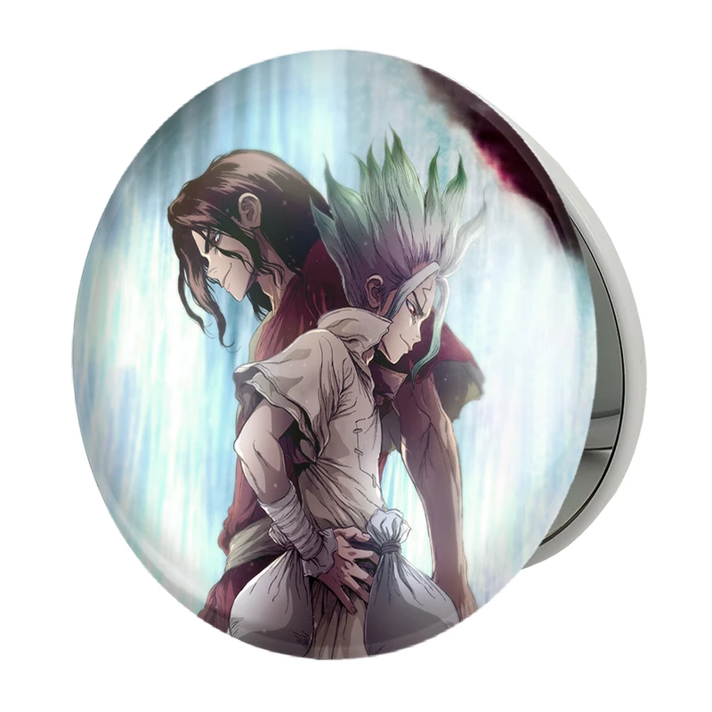 آینه جیبی خندالو طرح تسوکاسا شیشیو و سنکو انیمه دکتر استون Dr. Stone مدل تاشو کد 27499 