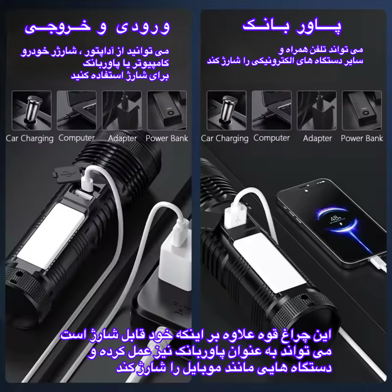 چراغ قوه دستی اسمایلینگ شارک مدل SD-7184-M60 با نور مهتابی
