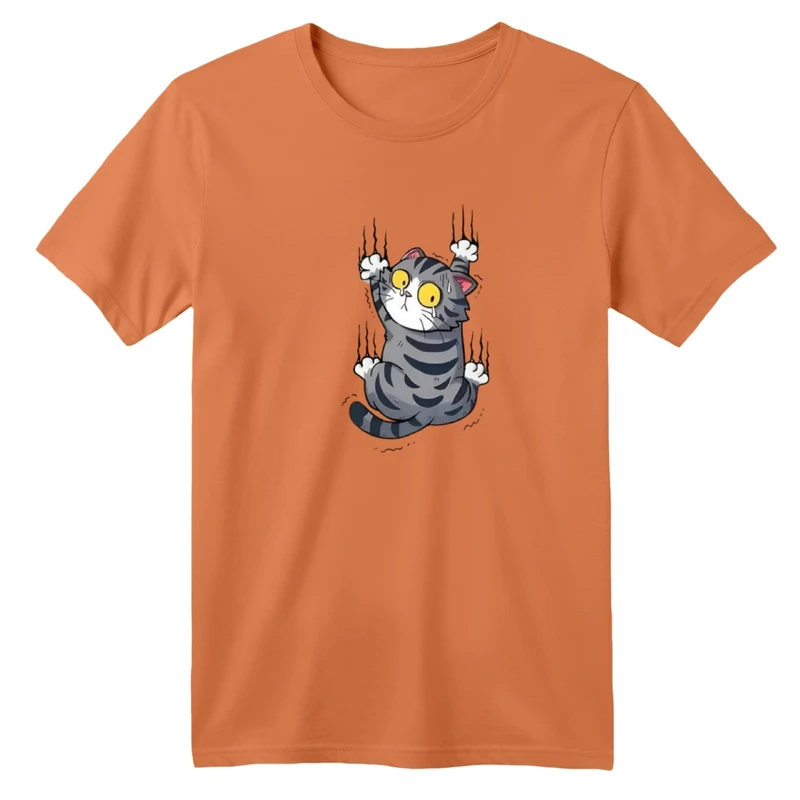 تی‌شرت آستین کوتاه لانگ بچگانه مدل گربه آویزان