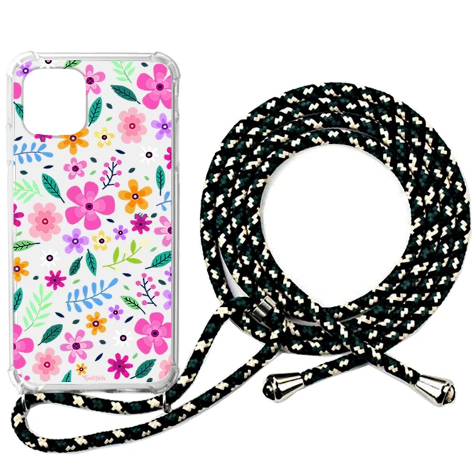 کاور طرح گل مناسب برای گوشی موبایل اپل Iphone 13 Promax  به همراه بند