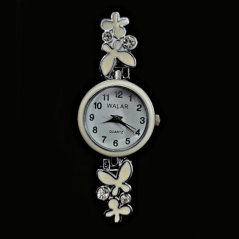 ساعت مچی عقربه ای دخترانه والار مدل زنجیری گلدار