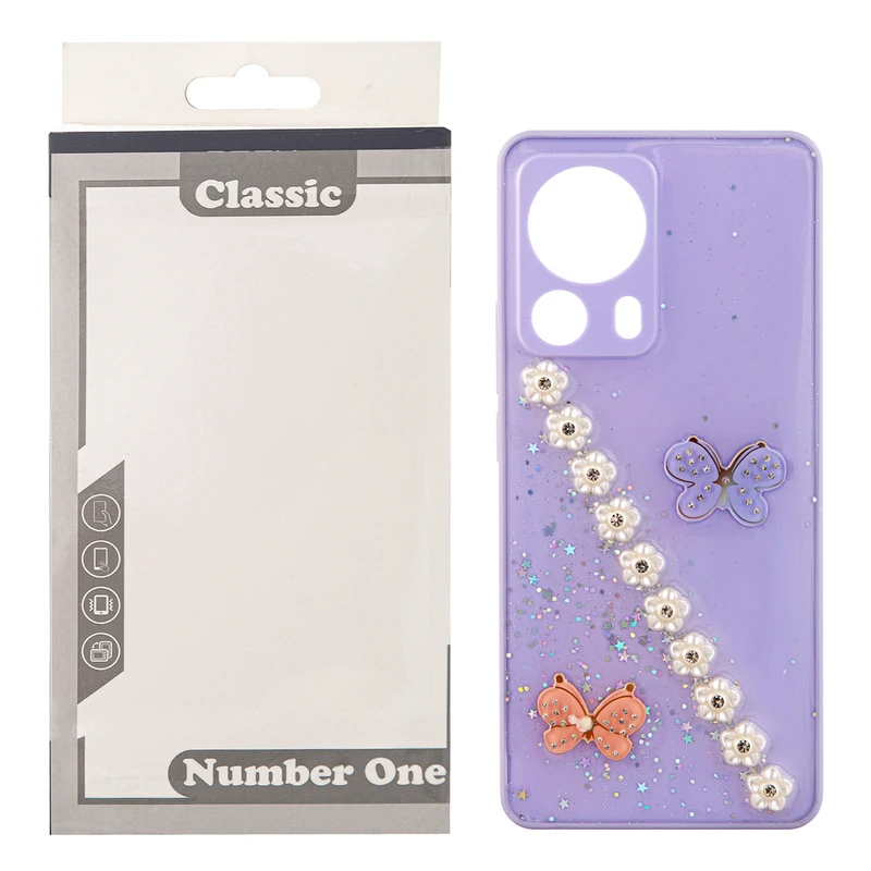 کاور کلاسیک مدل KHO.526 طرح فانتزی گل و پروانه مناسب برای گوشی موبایل شیائومی RED MI 13 LITE