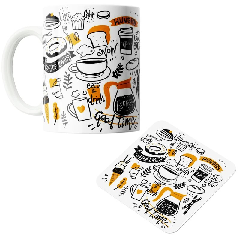 ماگ پاد آفرین مدل  Coffee کد z325 به همراه زیر لیوانی