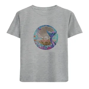 تی شرت آستین کوتاه دخترانه مدل صدف و مروارید D167