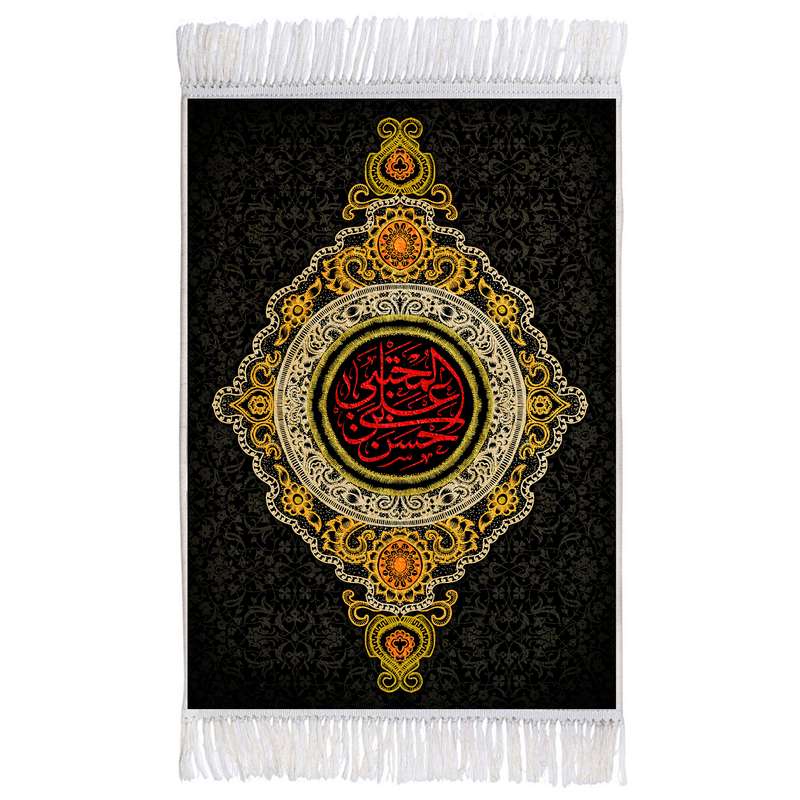 فرش ماشینی دیوارکوب اطلس آبی مدل حسن بن علی مجتبی کد T4554