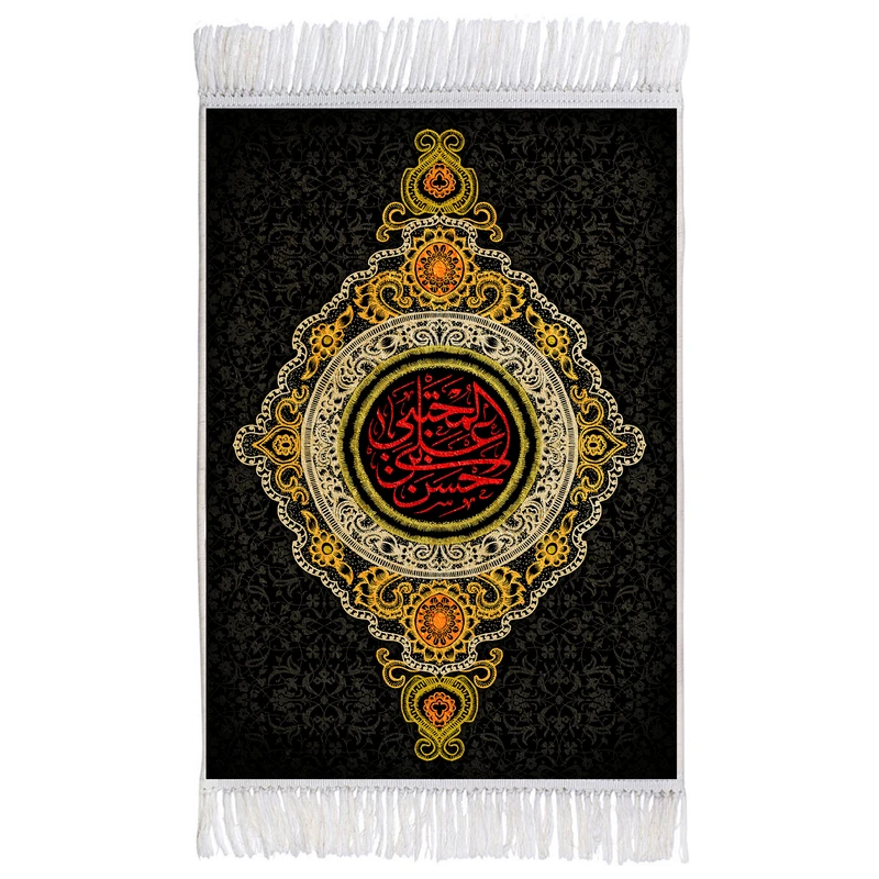 فرش ماشینی دیوارکوب اطلس آبی مدل حسن بن علی مجتبی کد T4554