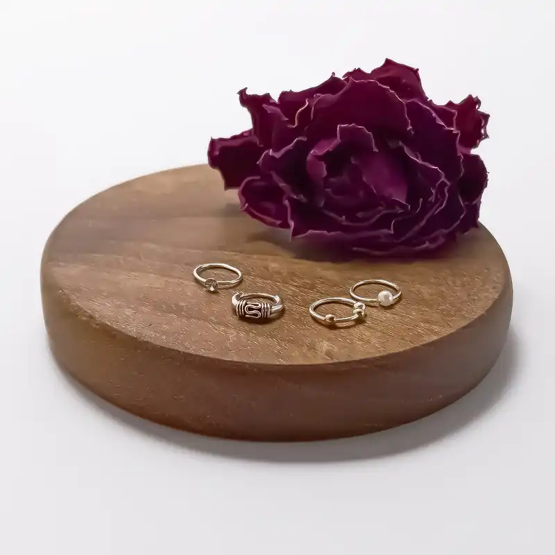 پیرسینگ نقره زنانه آی ام مدل مرواریدی مجموعه 4 عددی