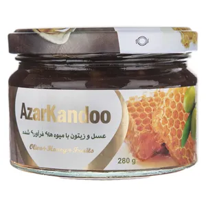 عسل و زیتون با میوه های فرآوری شده آذرکندو - 280 گرم