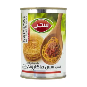 کنسرو سس ماکارونی با سویا و قارچ سحر - 400 گرم 