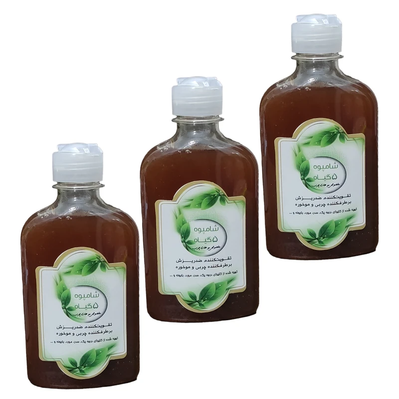 شامپو ضد ریزش مو هربال مدل پنج گیاه حجم 250 میلی لیتر بسته 3 عددی 