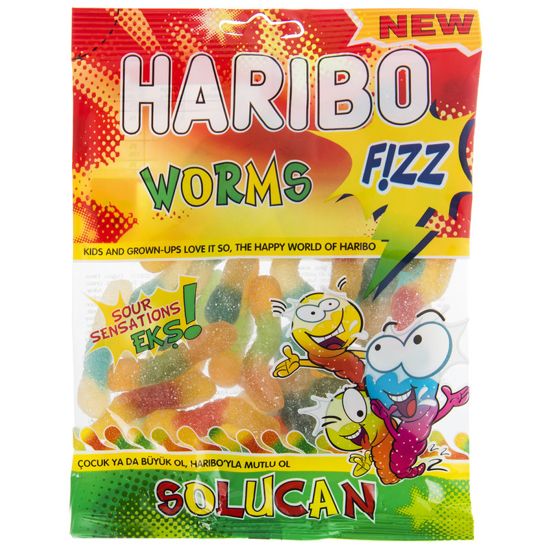 پاستیل هاریبو مدل Worms Fizz مقدار 130 گرم