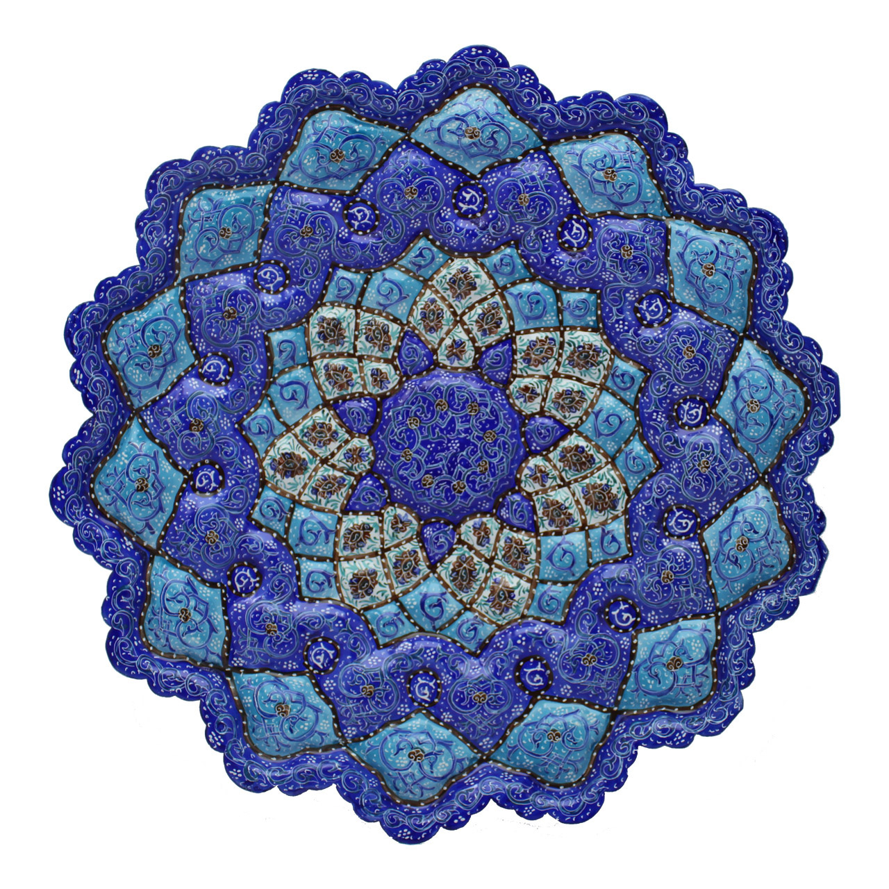 بشقاب مسی میناکاری کد103 قطر 30 سانتی متر