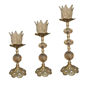 شمعدان پاتریس کلاسیک مدل کریستال لاله کد Pat-107 مجموعه 3 عددی
