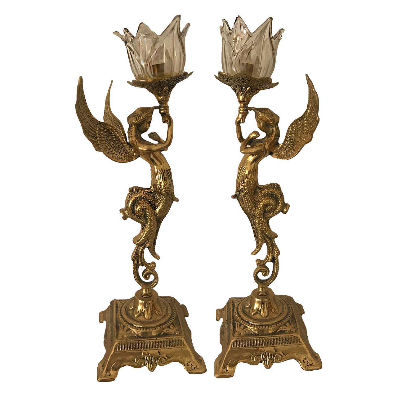 شمعدان برنزی پاتریس کلاسیک مدل فرشته کد Pat-113 مجموعه 2 عددی