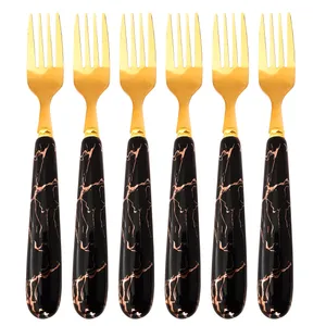 چنگال میوه خوری مدل سرامیکی طرح مرمر بسته 6 عددی