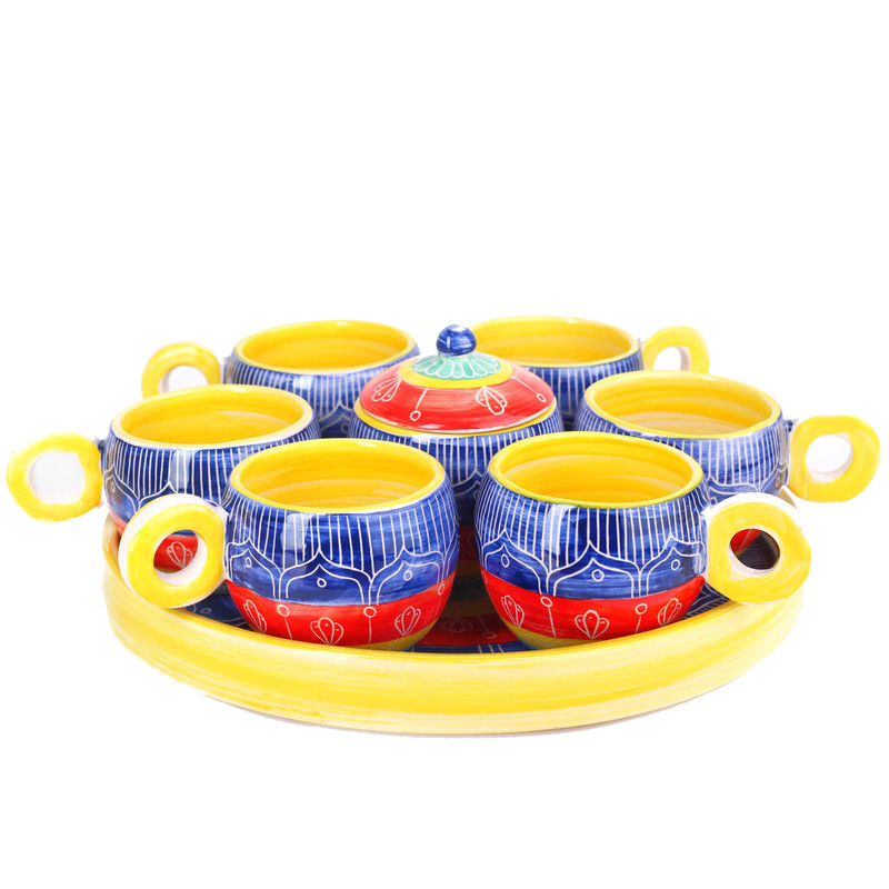 سرویس چای خوری 9 پارچه نگارین مدل رنگارنگ