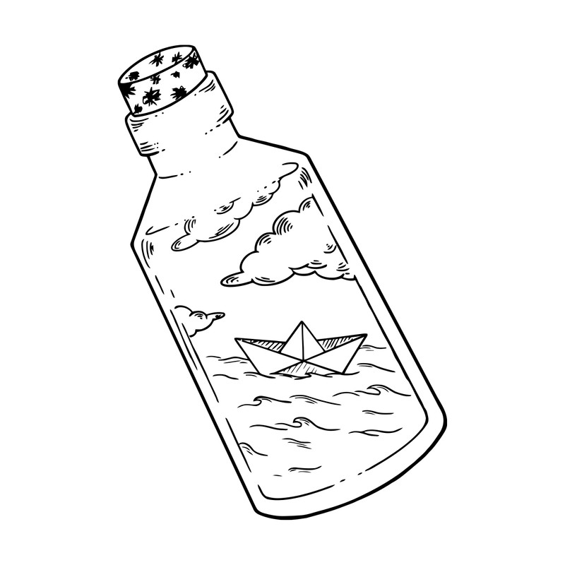 برچسب لپ تاپ پویا مارکت طرح بطری دریا کد 2202