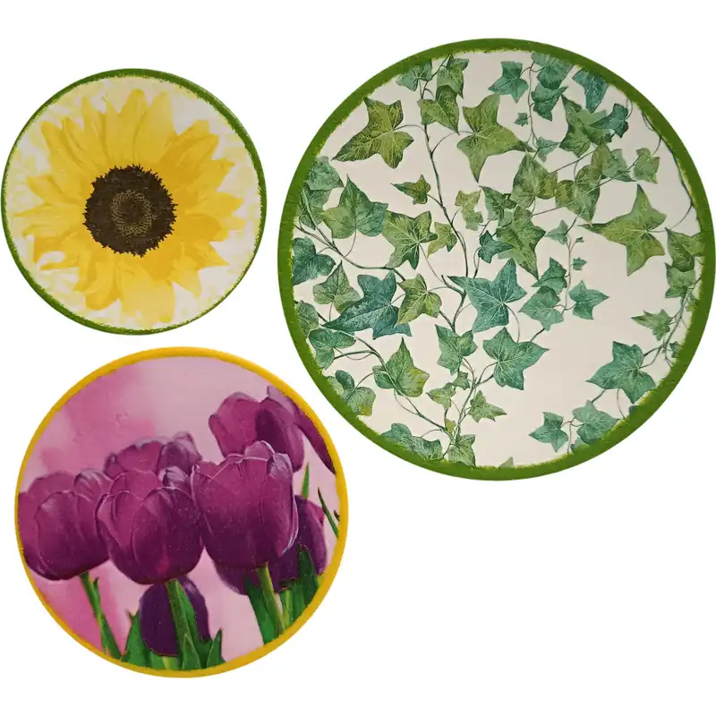 بشقاب دیوارکوب سفالی مدل تابستان کد 2 مجموعه 3 عددی