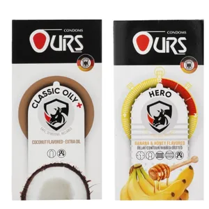 کاندوم تاخیری اورز مدل HERO  بسته 12 عددی به همراه کاندوم ساده اورز مدل OILY PLUS بسته 12 عددی